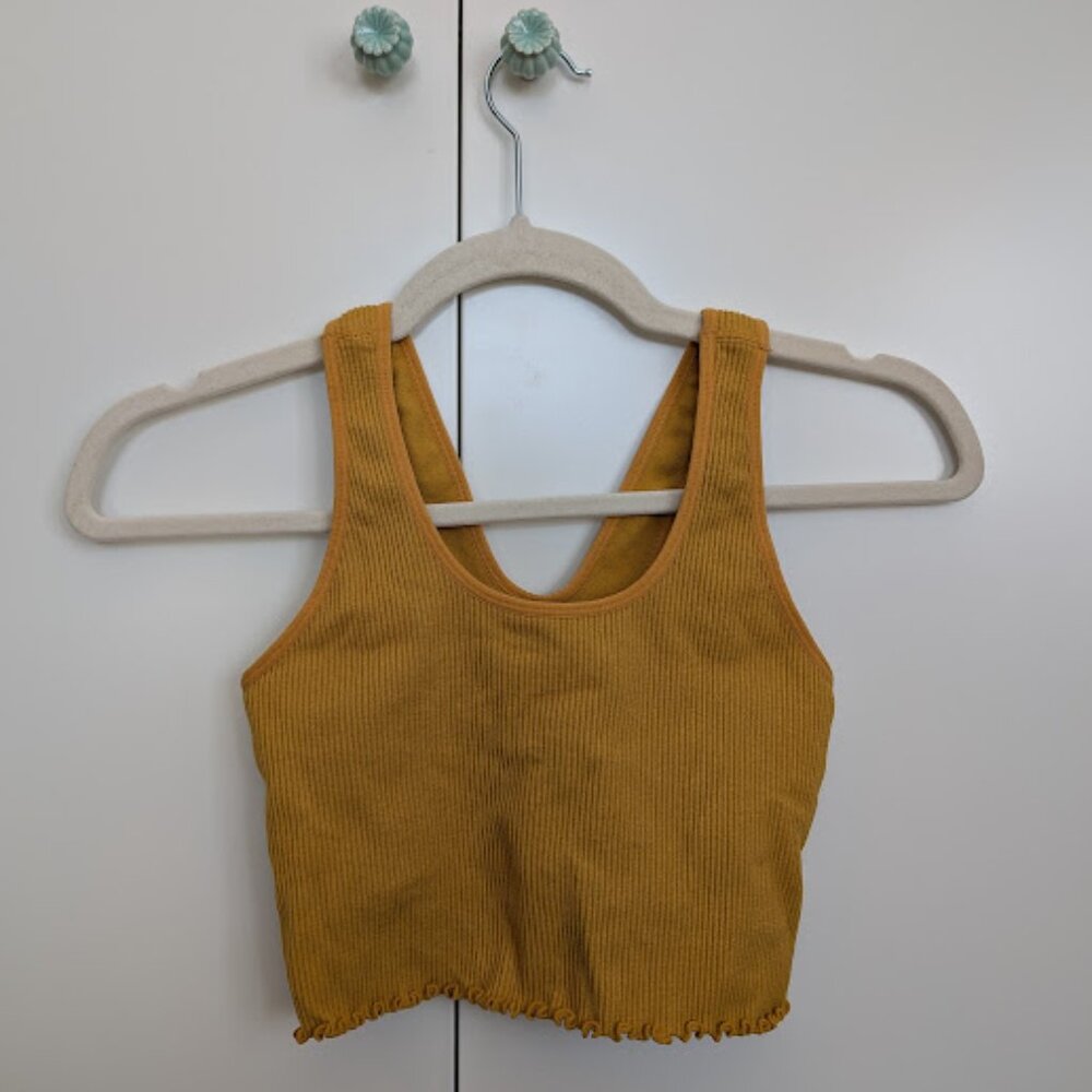 Spiritual Gangster Mustard Yellow Cropped Top | Size XS/S